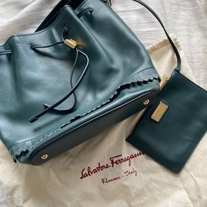 Salvatore Ferragamo green purse with dust bag